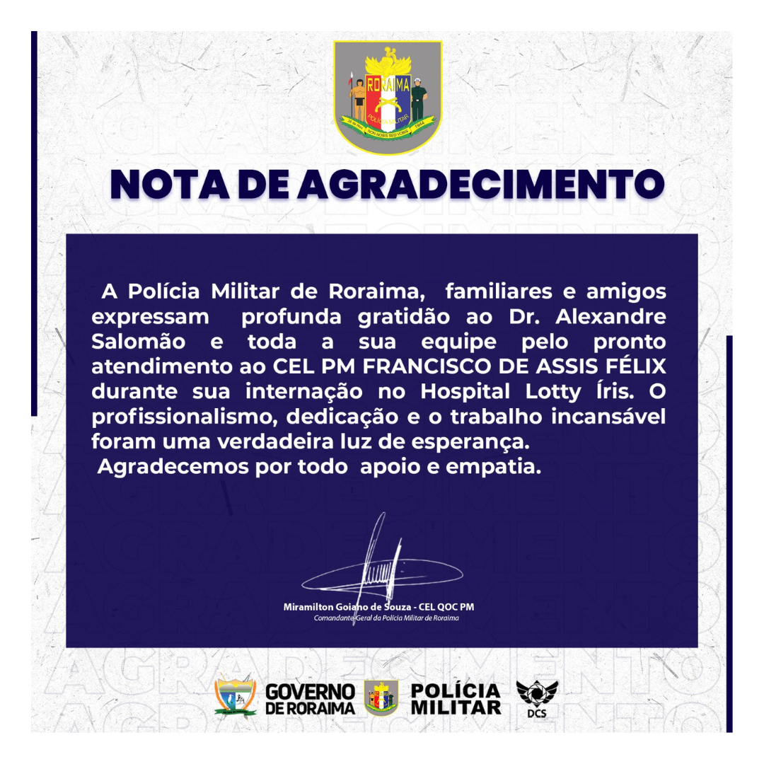 NOTA DE AGRADECIMENTO